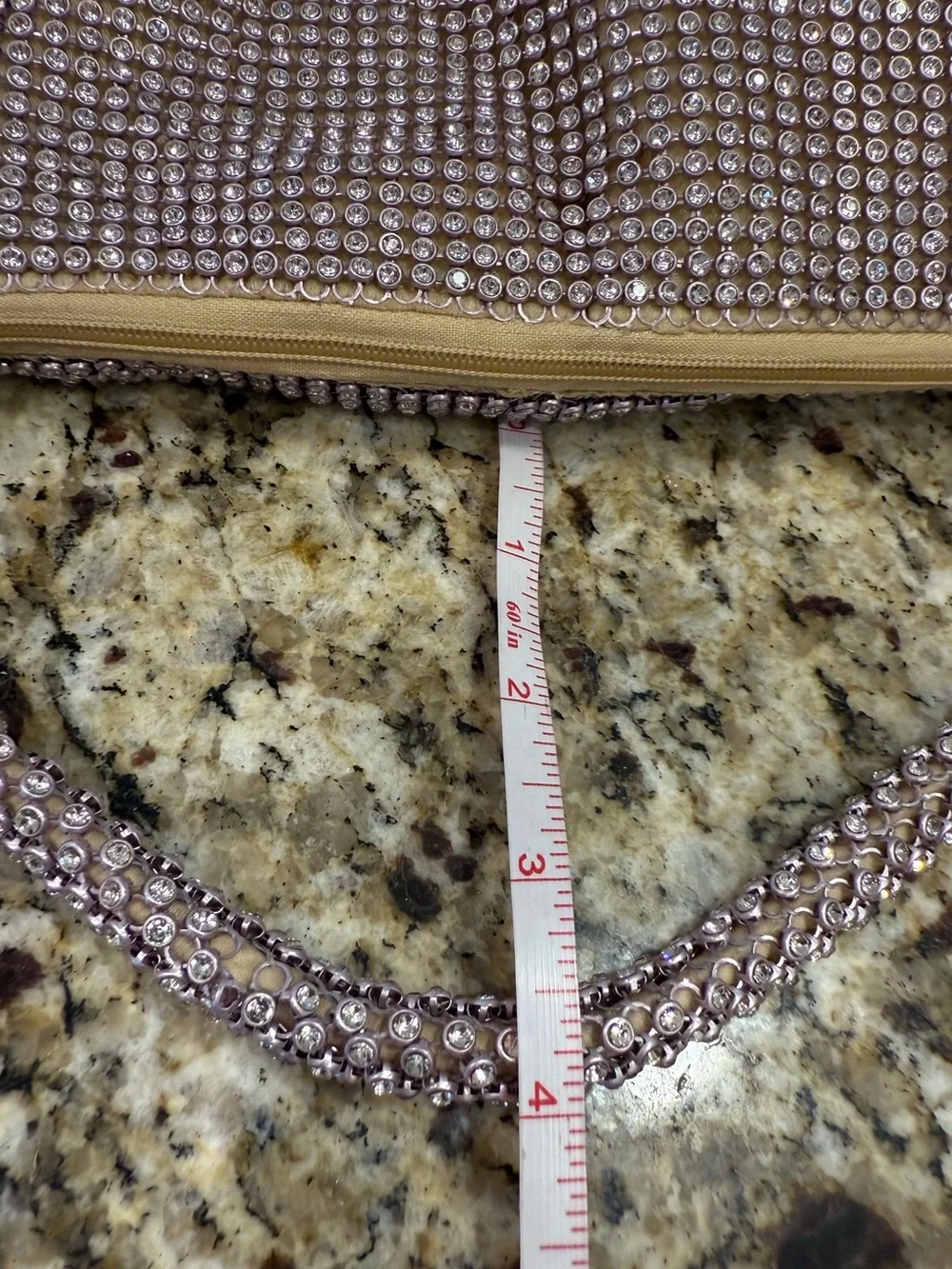 Rhinestone formal mini bag gold cloth interior special occasions - Picture 12 of 14
